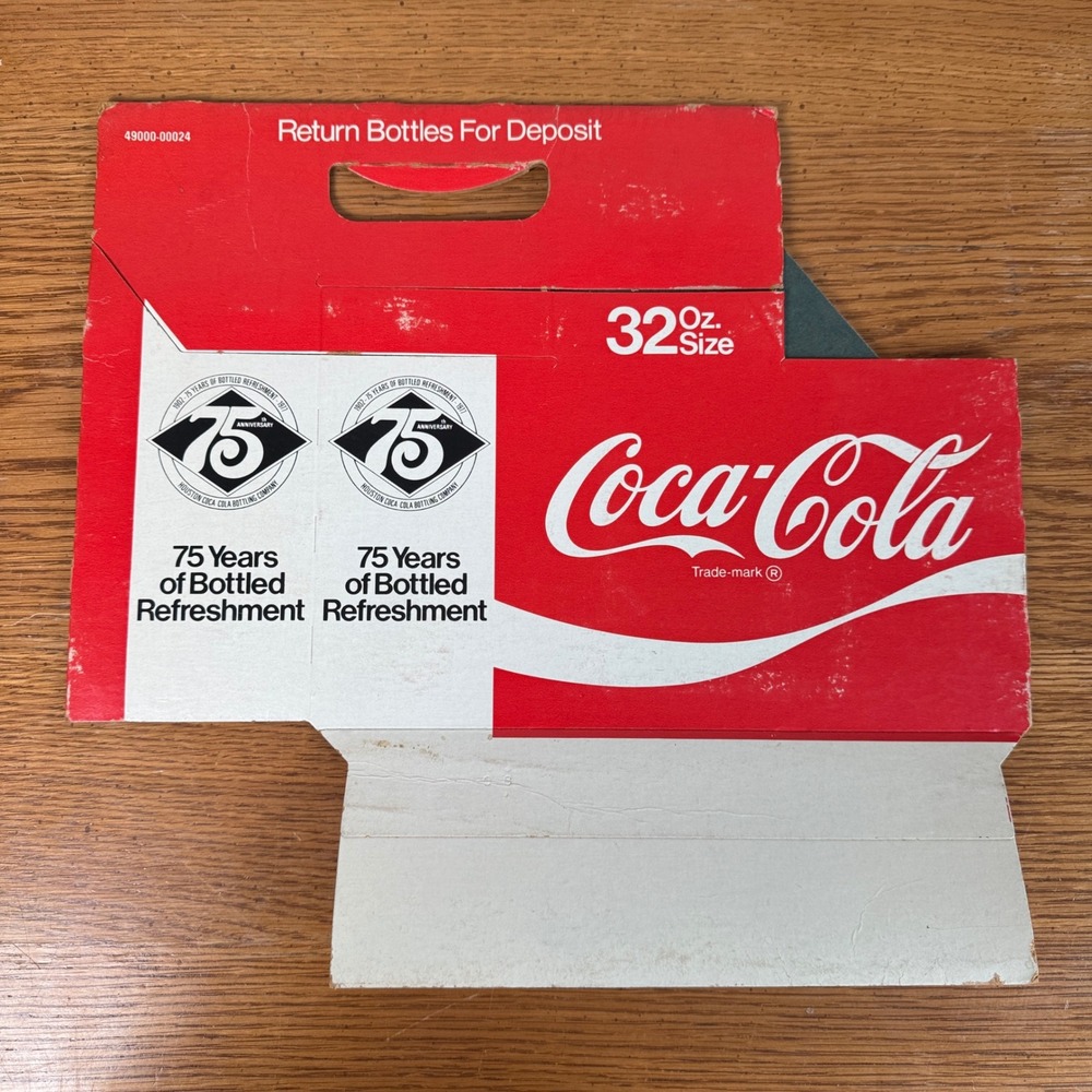 Vintage 1977 Coca-Cola 75th‎ Anniversary Houston 32oz Bottle Carrier Olinkraft